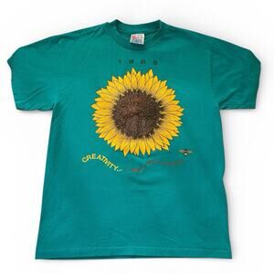 VTG 1995 Sunflower T Shirt Single Stitch Hanes Floral Graphic Creativity Tee M